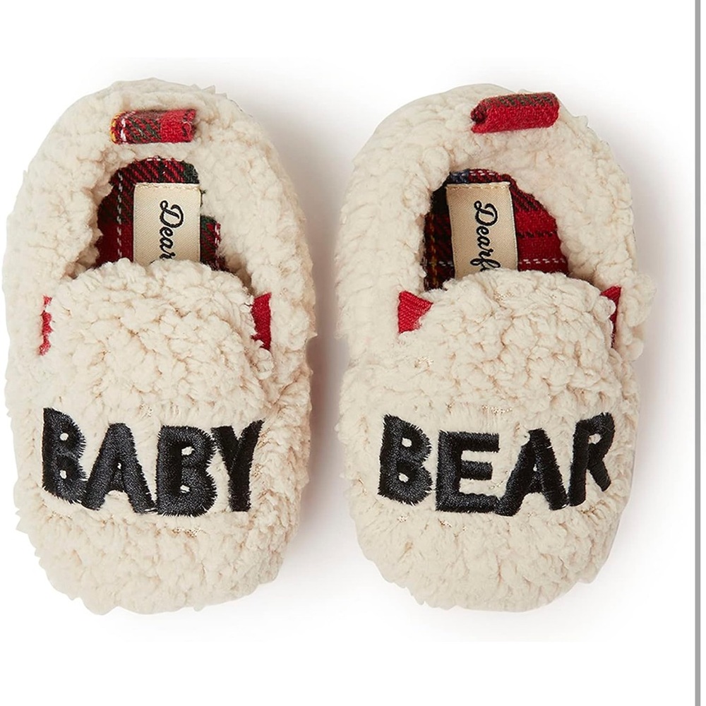 Dearfoams Unisex Lil and Baby Bear Slippers